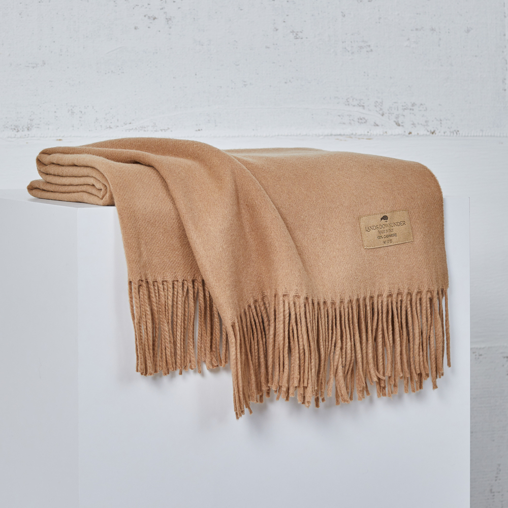 Camel Luxe Italian Cashmere Throw Luxe 100 Cashmere