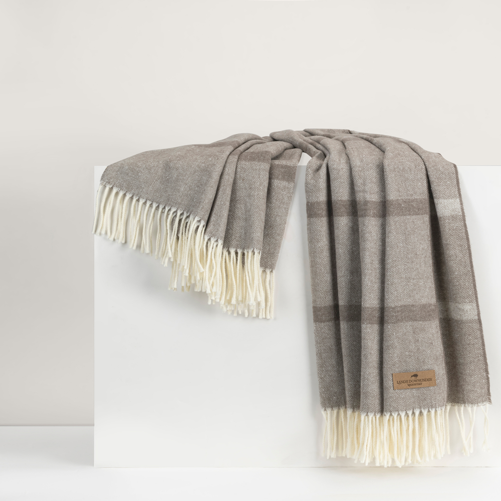 Mink Montauk Stripe Herringbone Throw Montauk Stripe Herringbone