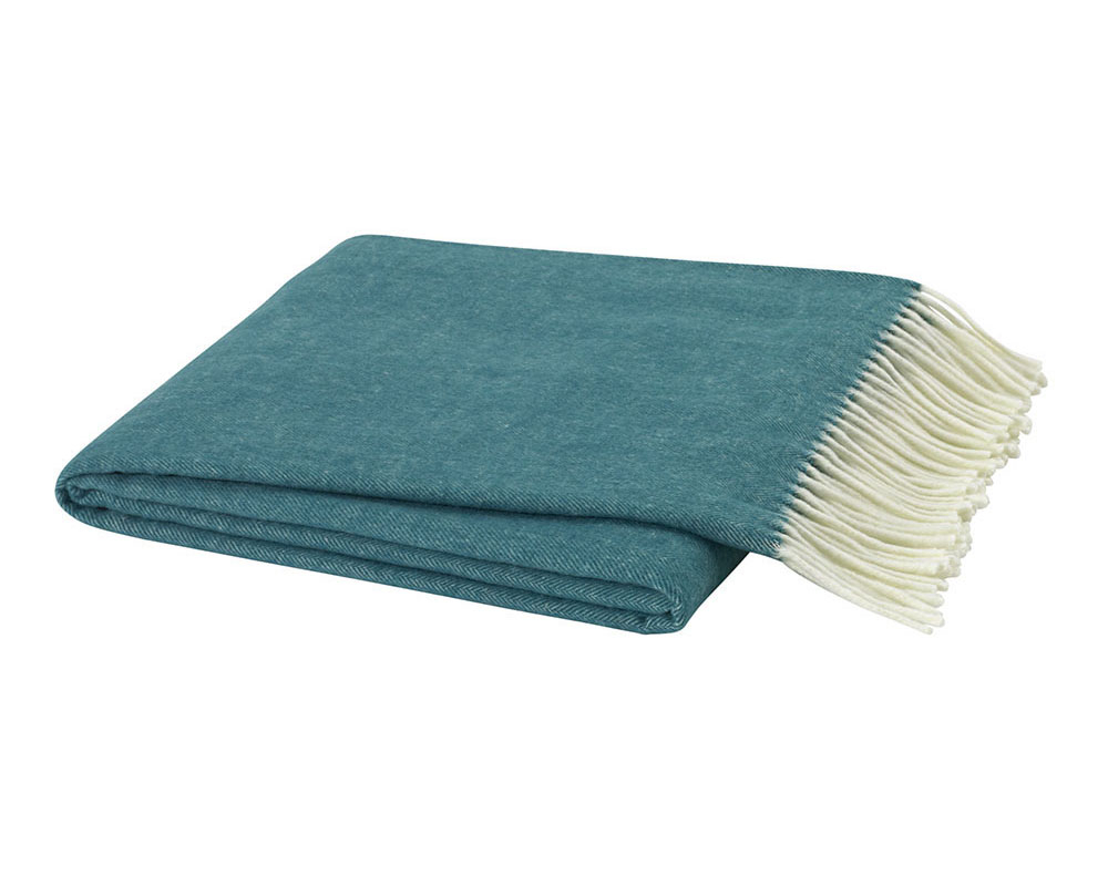 Teal Italian Herringbone Throw Herringbone