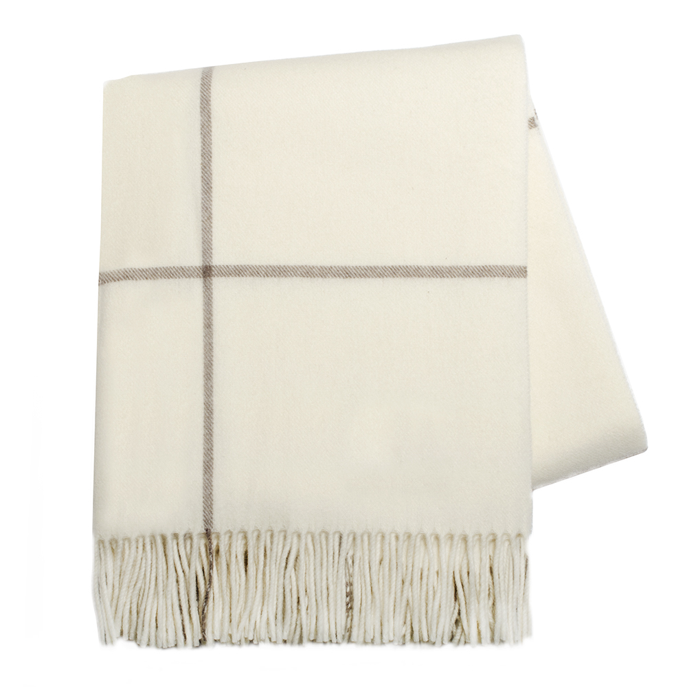 Ecru & Taupe Windowpane Cashmere Throw Windowpane Cashmere