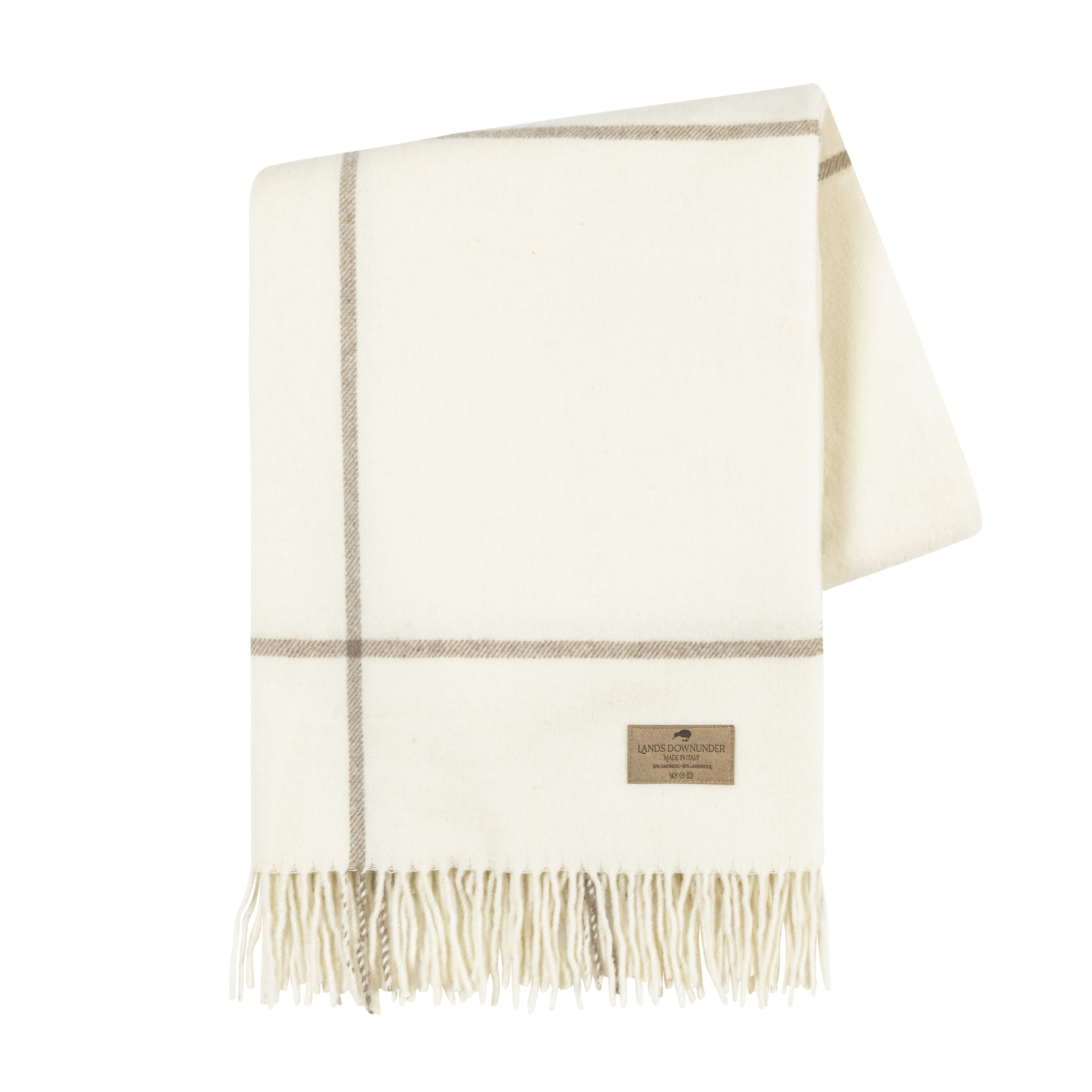 Ecru & Taupe Windowpane Cashmere Throw Windowpane Cashmere