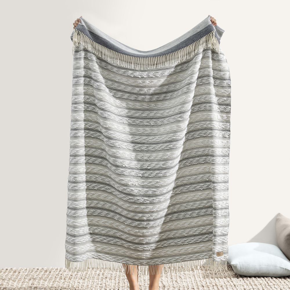 Gray Italian Textured Strato Blanket Italian Textured Strato