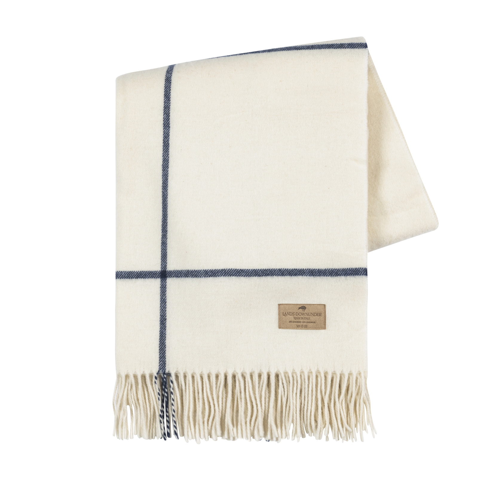 Ecru & Navy Windowpane Cashmere Throw Windowpane Cashmere