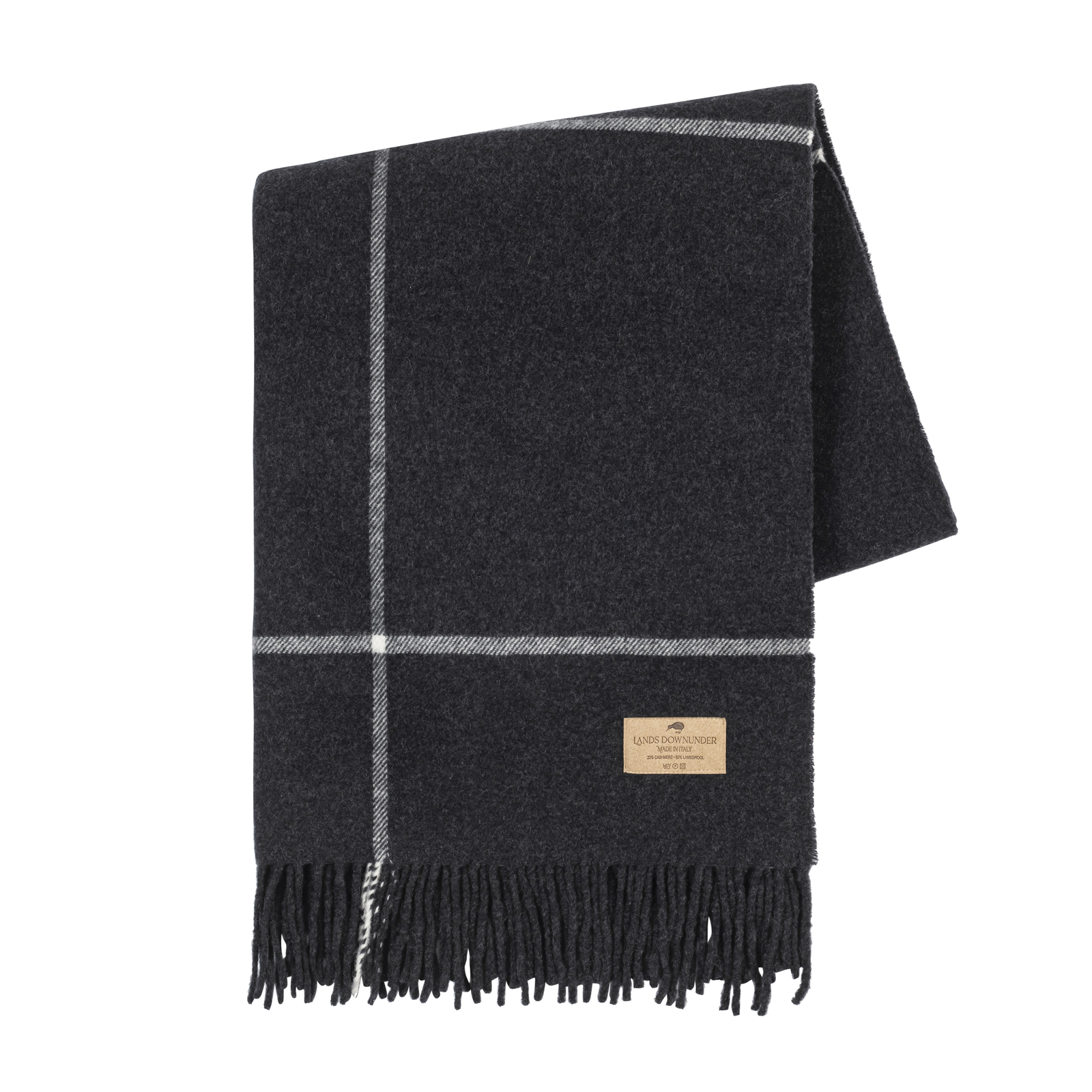 Onyx Windowpane Cashmere Throw Windowpane Cashmere