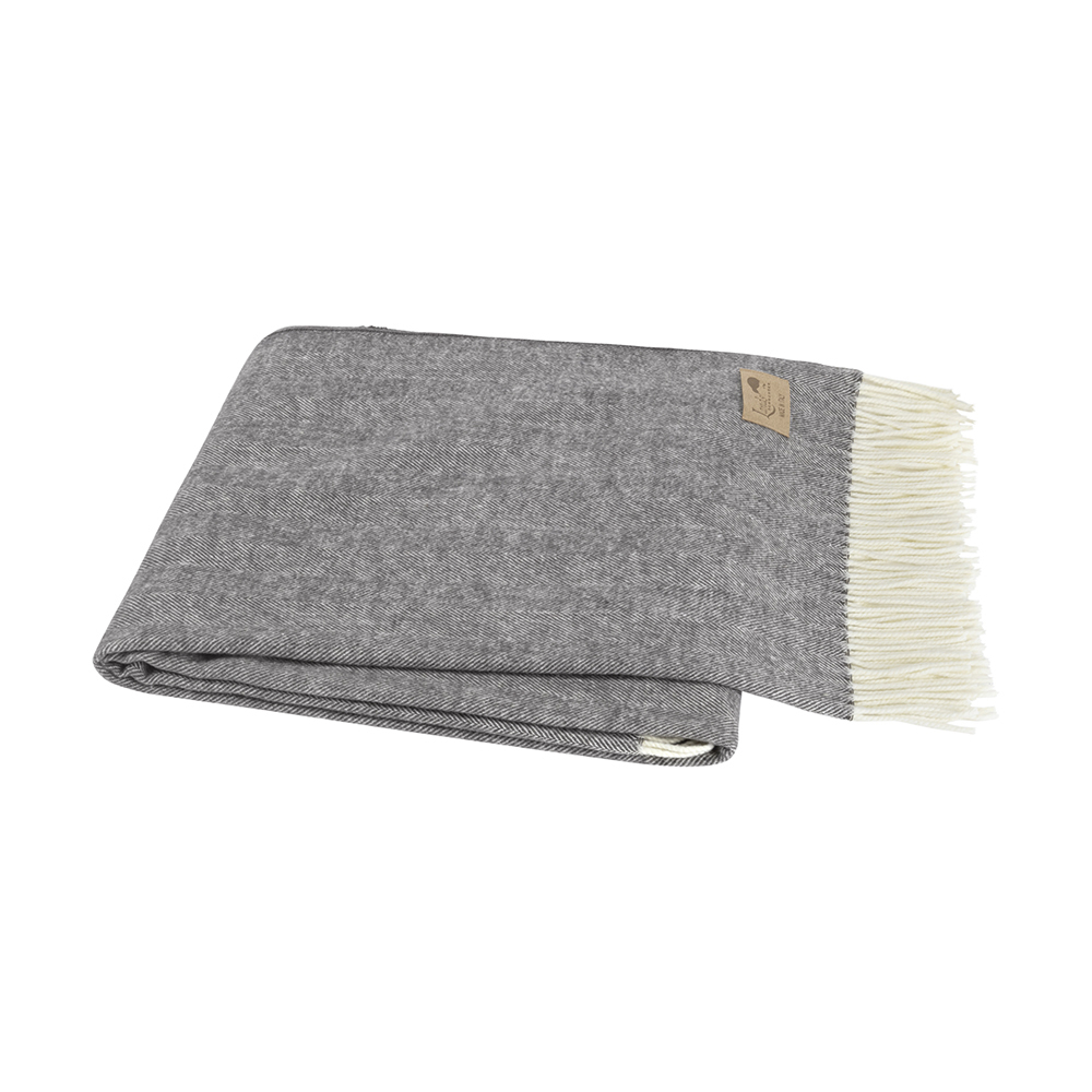 Charcoal Gray Italian Herringbone Throw Herringbone