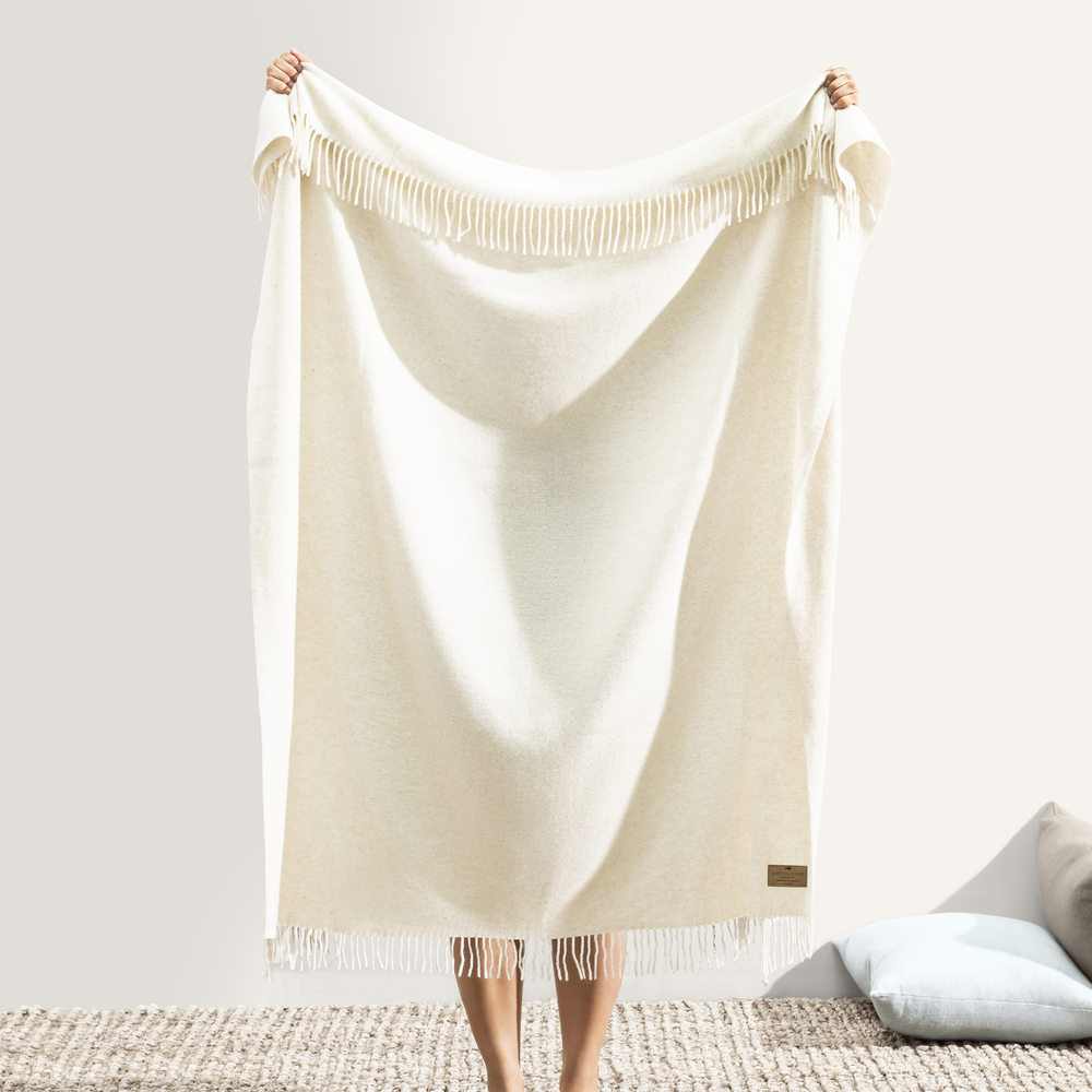 Heathered Ivory Juno Cashmere Throw Juno Cashmere