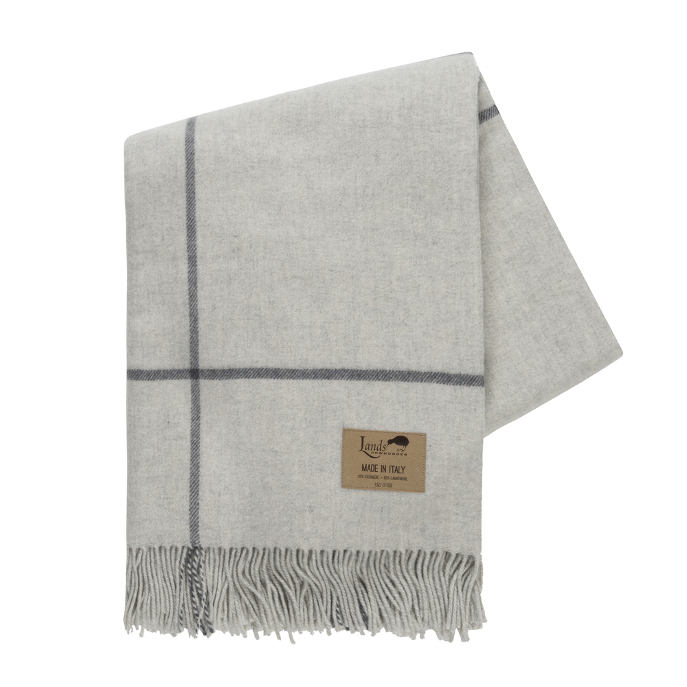 Light Gray and Charcoal Windowpane Cashmere Throw Windowpane Cashmere