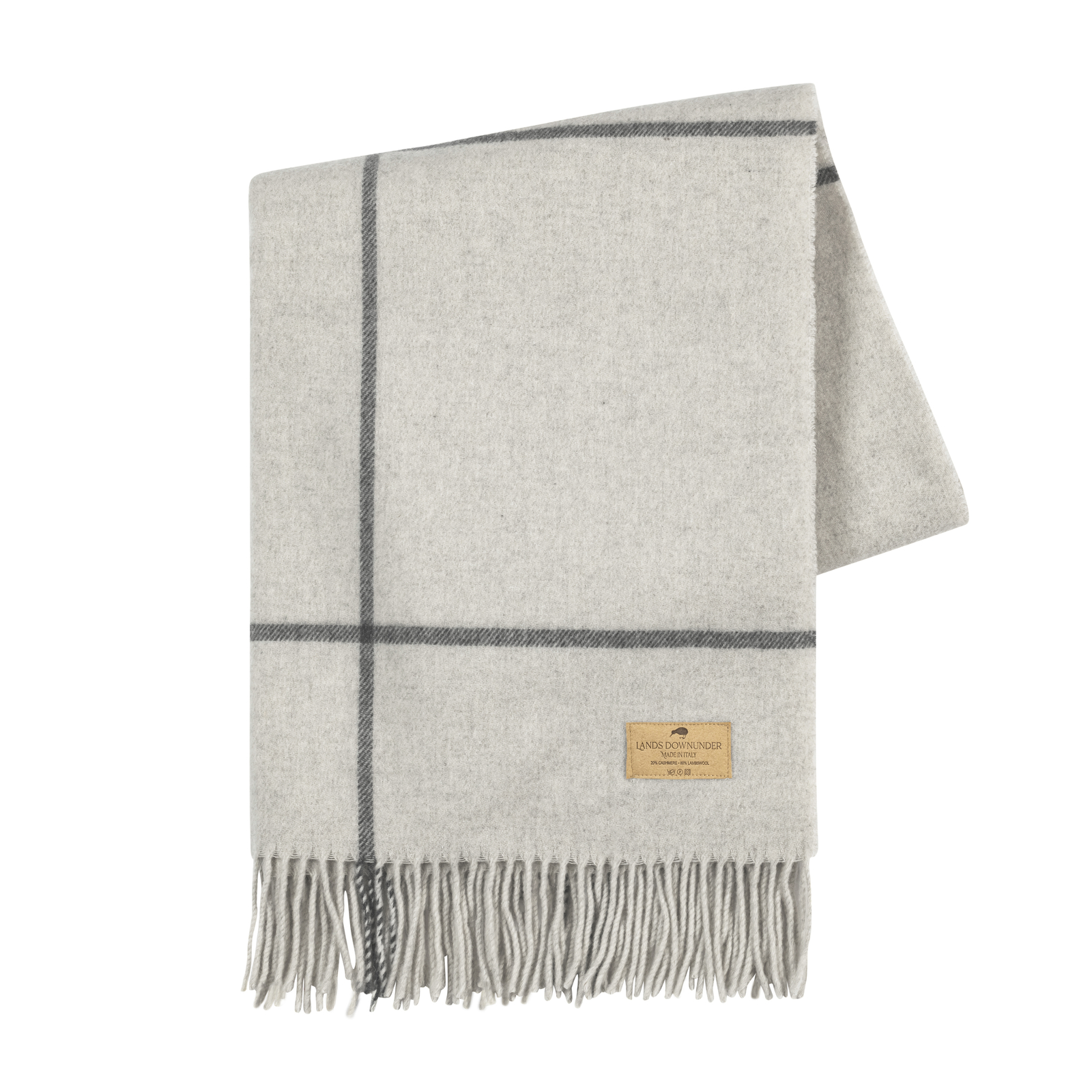 Light Gray and Dark Gray Windowpane Cashmere Throw Windowpane Cashmere