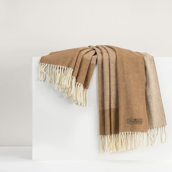 Caramel Border Herringbone Throw | Border Herringbone