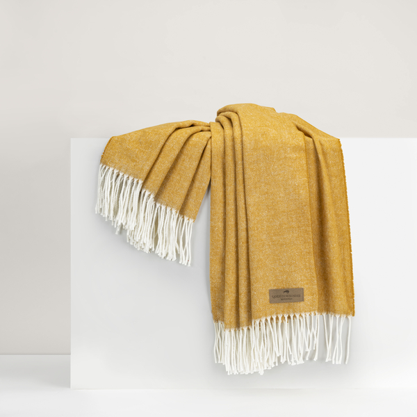 Ochre Italian Herringbone Throw | Italian Herringbone