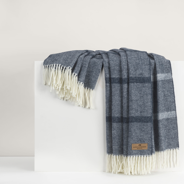 Navy Montauk Stripe Herringbone Throw | Montauk Stripe Herringbone