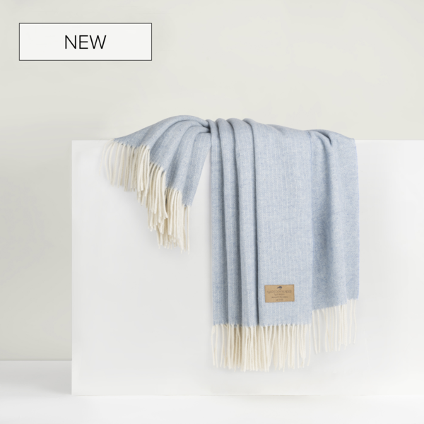 Sky Pinstripe Cashmere Throw | Pinstripe Cashmere