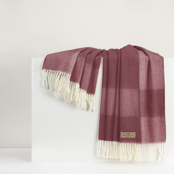 Cranberry Hampton Plaid Herringbone Throw | Hampton Plaid Herringbone