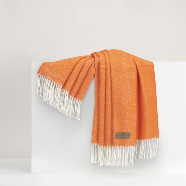 Tangerine Italian Herringbone Throw | Italian Herringbone