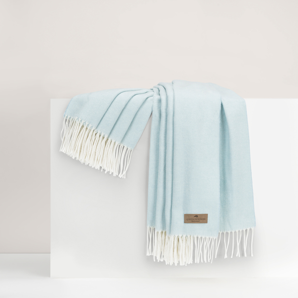 Baby Blue Italian Herringbone Throw | Italian Herringbone