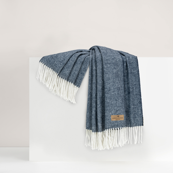 Herringbone | Herringbone Italian Navy Throw Italian