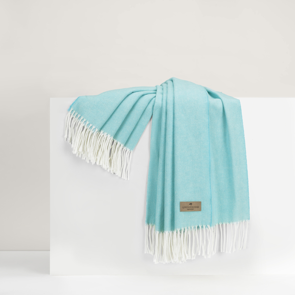 Turquoise Italian Herringbone Throw | Italian Herringbone