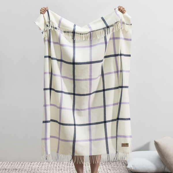 Lilac/Navy Tattersall Plaid Throw | Tattersall Plaid