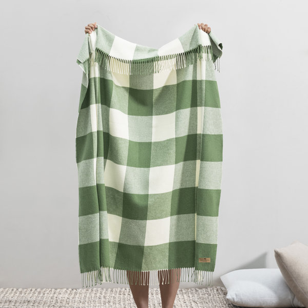 Olive Buffalo Check Throw