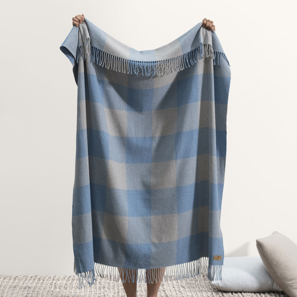 Denim and Light Gray Buffalo Check Throw | Buffalo Check