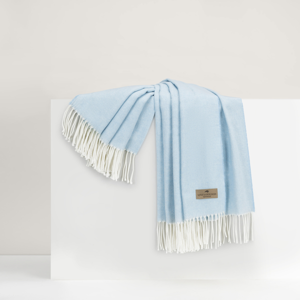 Sky Blue Italian Herringbone Throw | Italian Herringbone