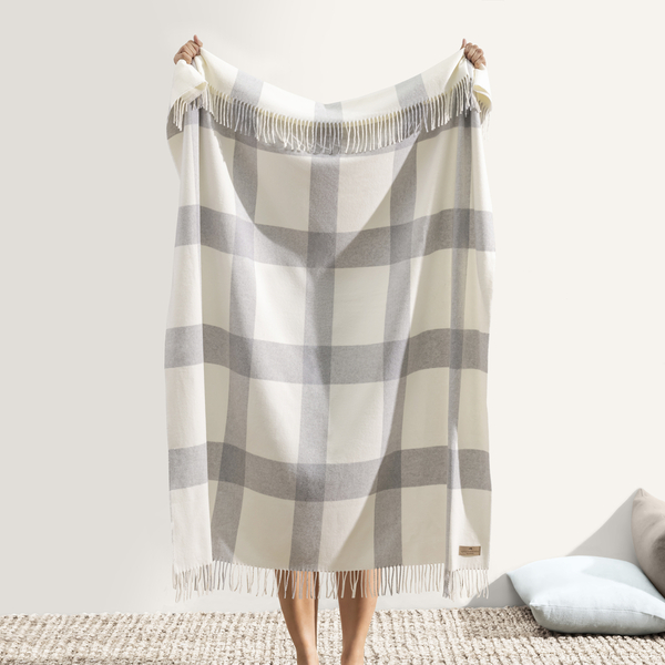 Light Gray Wellington Plaid Throw | Wellington Plaid