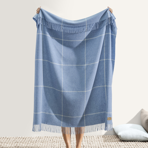 Image Sky Blue Windowpane Cashmere Throw