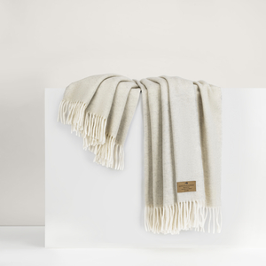 Image Ivory Herringbone Cashmere Throw