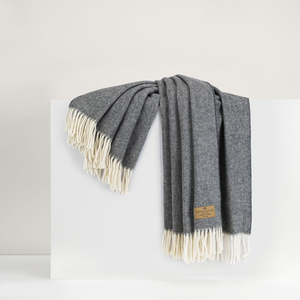Image Slate Herringbone Cashmere Throw