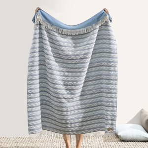 Image Blue Italian Textured Strato Blanket
