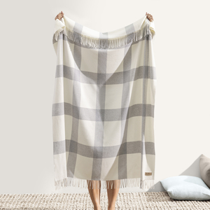 Image Light Gray Wellington Plaid Throw